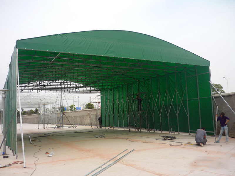 蘇州工業倉庫推拉雨篷,安裝結束